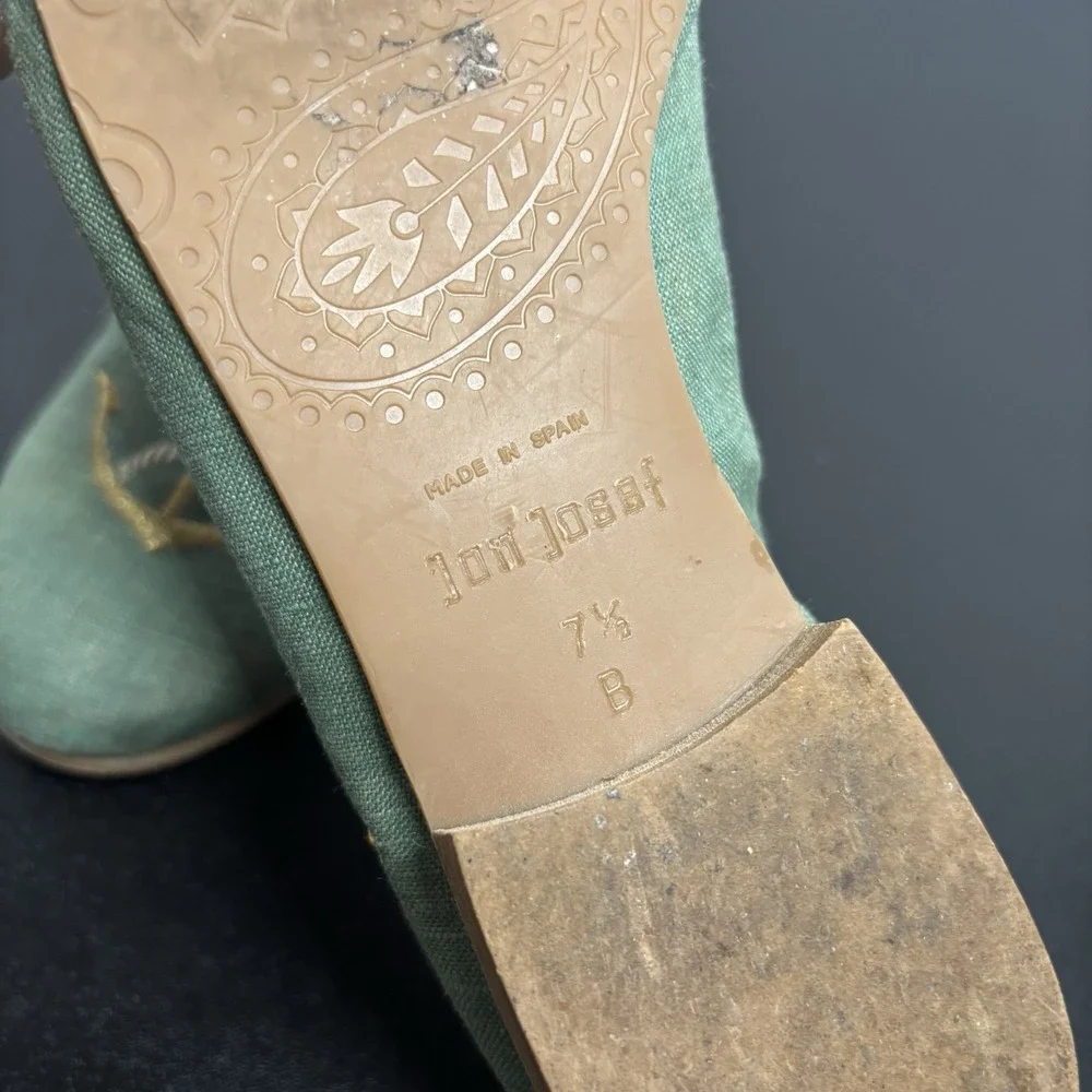 Jon Josef women's green‎ canvas closed toe flat pump shoes size 7.5B